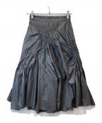 LOVELESSラブレス）の古着「ギャザー タフタ スカート　62S78-646-76」｜グリーン