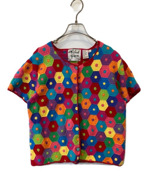 MICHAEL SIMON（マイケル シモン）MICHAEL SIMON (マイケル シモン) 刺繍半袖カーディガン マルチカラー サイズ:Mの古着・服飾アイテム