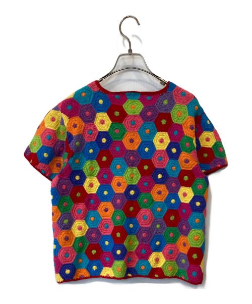 MICHAEL SIMON（マイケル シモン）MICHAEL SIMON (マイケル シモン) 刺繍半袖カーディガン マルチカラー サイズ:Mの古着・服飾アイテム