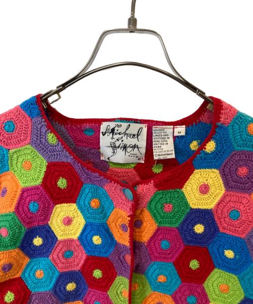 MICHAEL SIMON（マイケル シモン）MICHAEL SIMON (マイケル シモン) 刺繍半袖カーディガン マルチカラー サイズ:Mの古着・服飾アイテム