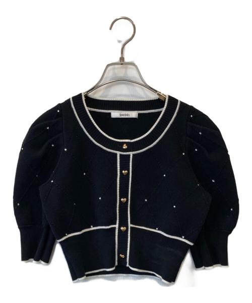 Snidel（スナイデル）Snidel (スナイデル) パフスリクロップドカーディガン　SWNT241153 ブラック サイズ:Fの古着・服飾アイテム