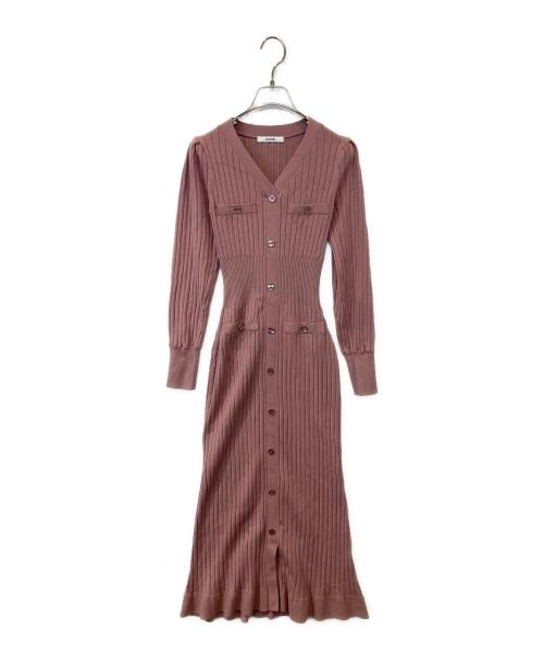 Snidel（スナイデル）Snidel (スナイデル) フロントボタンニットワンピース 24秋冬 ピンク サイズ:FREEの古着・服飾アイテム