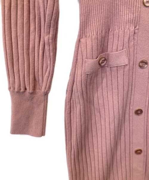 Snidel（スナイデル）Snidel (スナイデル) フロントボタンニットワンピース 24秋冬 ピンク サイズ:FREEの古着・服飾アイテム
