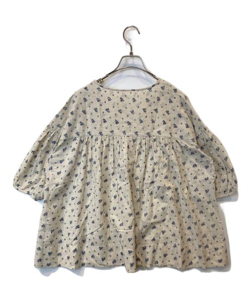 45R（フォーティファイブ・アール）45R (フォーティファイブ・アール) カーゼ花柄ブラウス ベージュの古着・服飾アイテム