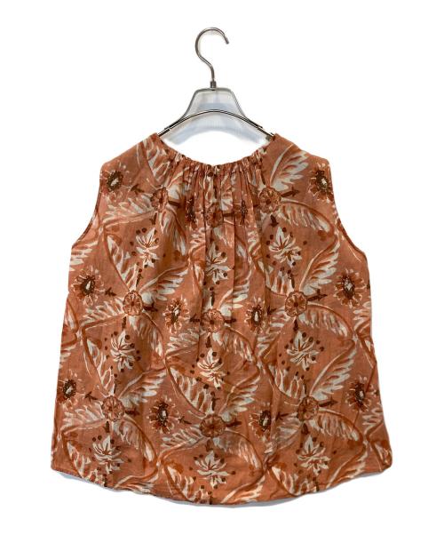 45R（フォーティファイブ・アール）45R (フォーティファイブ・アール) 花柄ノースリーブブラウス ブラウン サイズ:2の古着・服飾アイテム