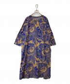 45rpm45アールピーエム）の古着「Hopi Hopi更紗プリントワンピース」｜ネイビー×ブラウン