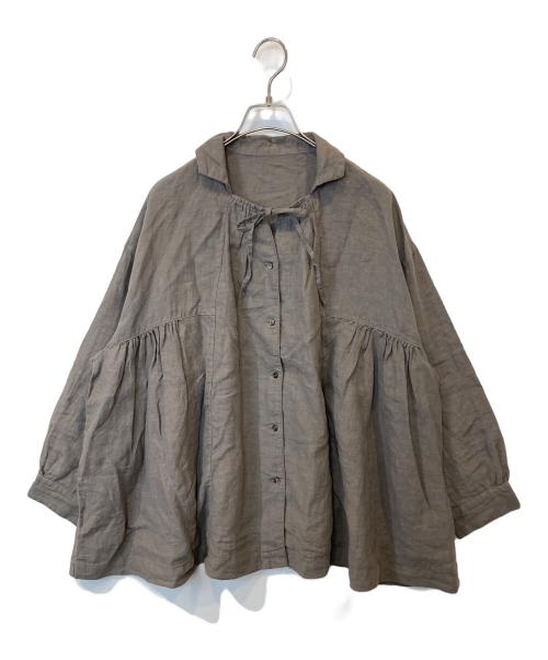 nest Robe（ネストローブ）nest Robe (ネストローブ) リネンスクエアカラーブラウス　01243-1157 ブラウン サイズ:FREEの古着・服飾アイテム