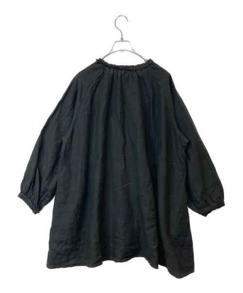 nest Robe（ネストローブ）nest Robe (ネストローブ) リネンラミーフリルネックチュニックブラウス　01241-1489 ブラック サイズ:FREEの古着・服飾アイテム