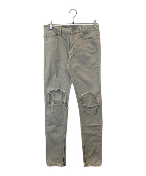 mnml（ミニマル）MNML (ミニマル) ダメージジーンズ スキニー サイドジップ M1 DENIM（エムワン　デニム） ベージュ サイズ:30の古着・服飾アイテム