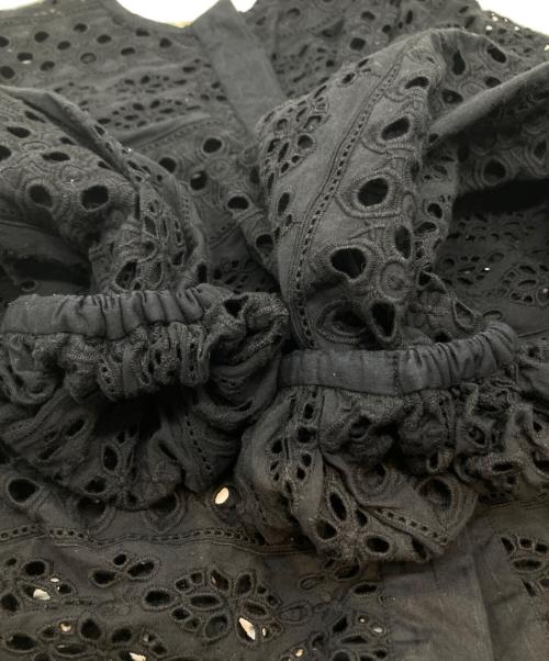 ne quittez pas（ヌキテパ）ne quittez pas (ヌキテパ) コットンボーダーヘムラ刺繍バルーンスリーブブラウス 010141J2 ブラック サイズ:表記がないため不明の古着・服飾アイテム