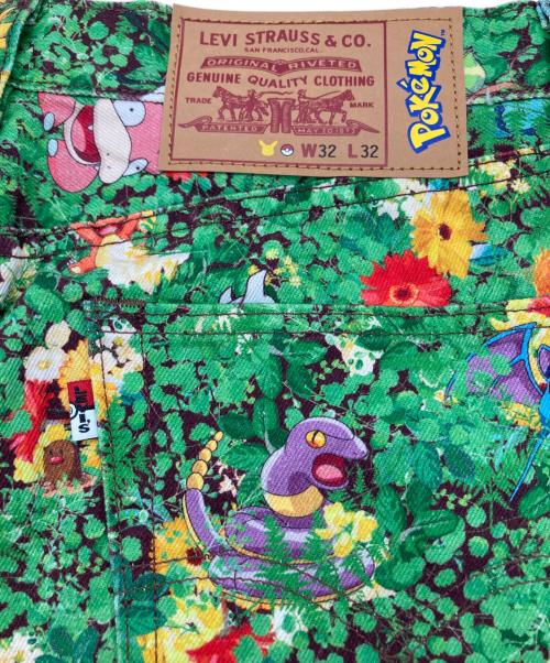 LEVI'S（リーバイス）LEVI'S (リーバイス) pokemon (ポケモン) 551Z Authentic Straight Erkek Jean 24767-0008 デニムパンツ グリーン サイズ:W32×L32の古着・服飾アイテム