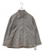 BEAUTY&YOUTHビューティーアンドユース）の古着「チェックビッグロングスリーブシャツ」｜グレー