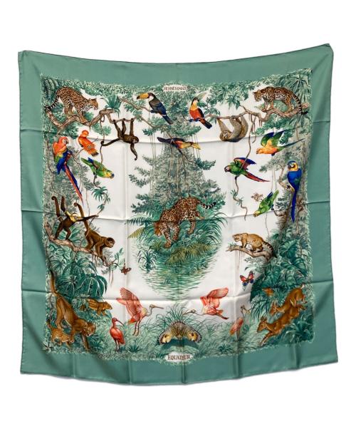 HERMES（エルメス）HERMES (エルメス) カレ90 赤道直下 シルクスカーフ グリーンの古着・服飾アイテム