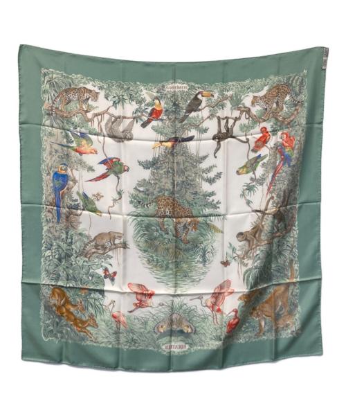 HERMES（エルメス）HERMES (エルメス) カレ90 赤道直下 シルクスカーフ グリーンの古着・服飾アイテム