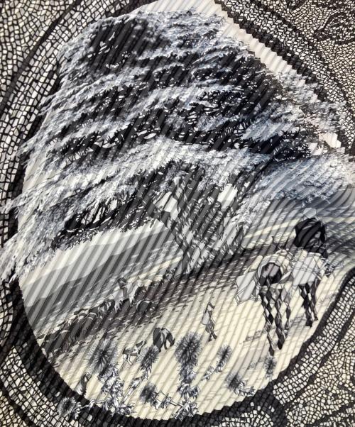 HERMES（エルメス）HERMES (エルメス) プリーツスカーフ グレーの古着・服飾アイテム