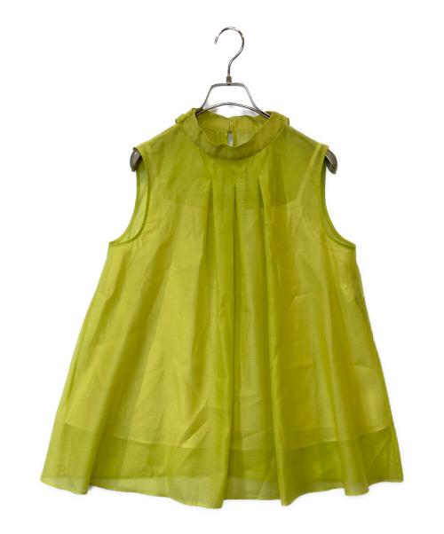ANAYI（アナイ）ANAYI (アナイ) オーガンジーリボンタイ ブラウス 黄緑 サイズ:38 未使用品の古着・服飾アイテム