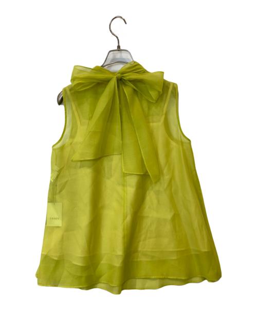 ANAYI（アナイ）ANAYI (アナイ) オーガンジーリボンタイ ブラウス 黄緑 サイズ:38 未使用品の古着・服飾アイテム