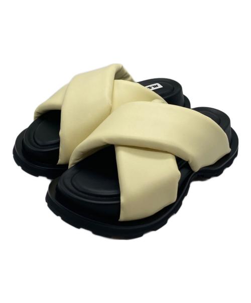 JIL SANDER（ジルサンダー）JIL SANDER (ジルサンダー) クロスストラップサンダル  JS38041A イエロー×ブラック サイズ:37の古着・服飾アイテム