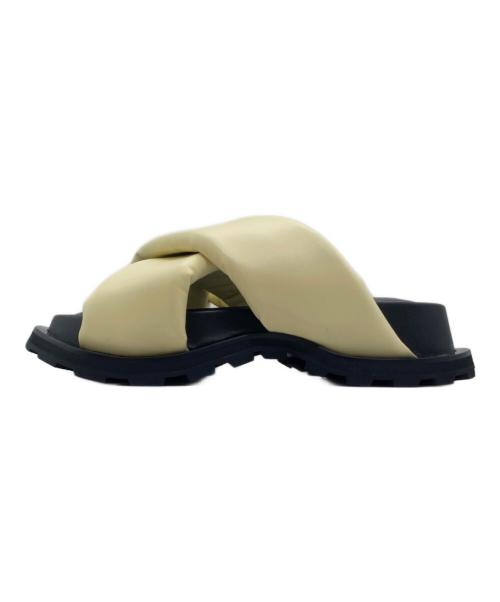 JIL SANDER（ジルサンダー）JIL SANDER (ジルサンダー) クロスストラップサンダル  JS38041A イエロー×ブラック サイズ:37の古着・服飾アイテム