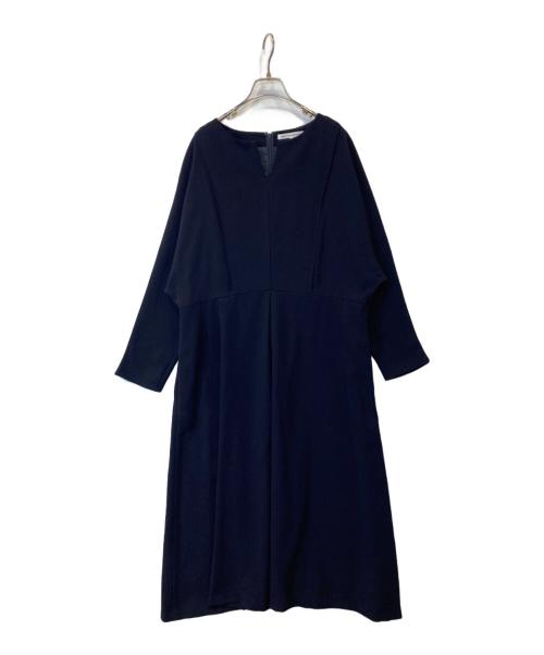 23区（ニジュウサンク）23区 (ニジュウサンク) ウールジョーゼット フィットアンドフレア ワンピース ネイビー サイズ:48の古着・服飾アイテム