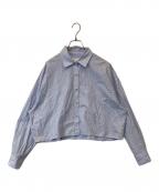 La boutique BonBonラブティックボンボン）の古着「パール釦ストライプクロップドシャツ　LBZ1042104A0005」｜ブルー
