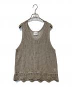 YUNIユニ）の古着「Pure Linen knit すかしタンクベスト」｜ベージュ