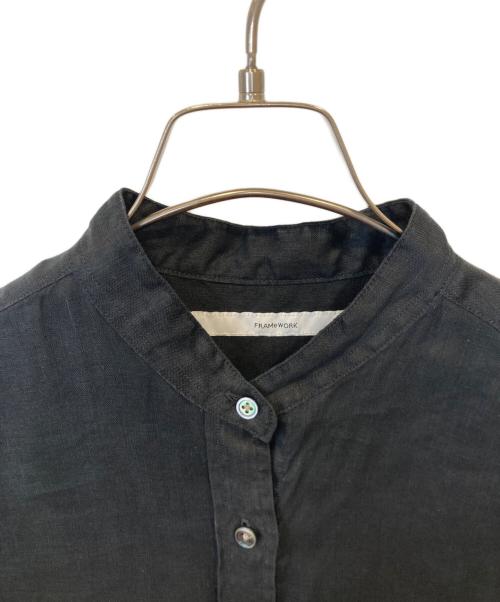 FRAMeWORK（フレームワーク）FRAMeWORK (フレームワーク) フレンチリネンシャツワンピース ブラック サイズ:FREEの古着・服飾アイテム