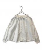 nest Robeネストローブ）の古着「コットンリネンダンガリーフリルシャツ　01234-1469」｜ホワイト