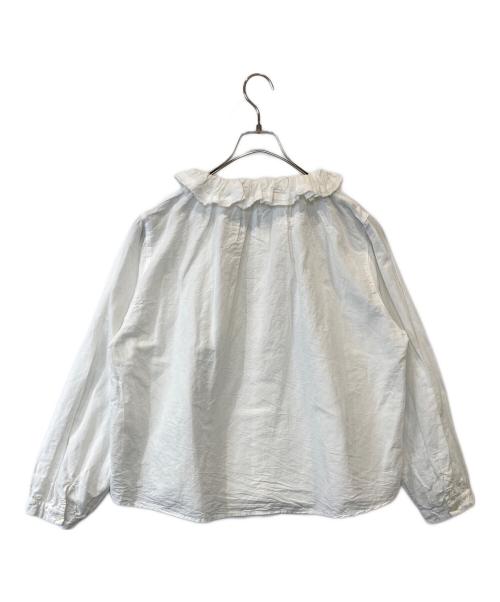 nest Robe（ネストローブ）nest Robe (ネストローブ) コットンリネンダンガリーフリルシャツ　01234-1469 ホワイト サイズ:FREEの古着・服飾アイテム