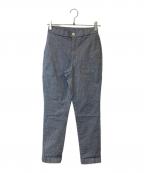 45Rフォーティファイブ・アール）の古着「綿麻オックスストレッチのイージースリムパンツ　70360081」｜ブルー