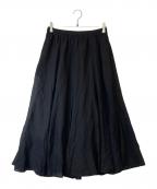 IENAイエナ）の古着「インドドビー ギャザーフレア スカート 24060900502020」｜ブラック