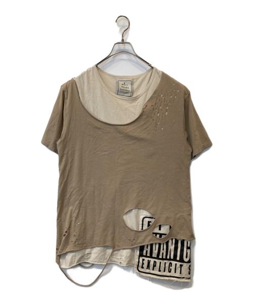 Maison MIHARA YASUHIRO（メゾン ミハラ ヤスヒロ）Maison MIHARA YASUHIRO (メゾン ミハラ ヤスヒロ) レイヤードダメージTシャツ A00TS591 ベージュ サイズ:48の古着・服飾アイテム