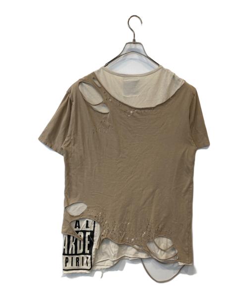 Maison MIHARA YASUHIRO（メゾン ミハラ ヤスヒロ）Maison MIHARA YASUHIRO (メゾン ミハラ ヤスヒロ) レイヤードダメージTシャツ A00TS591 ベージュ サイズ:48の古着・服飾アイテム