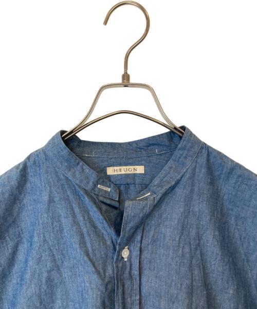 HEUGN（ユーゲン）HEUGN (ユーゲン) Chambray Rob コットンシャンブレーバンドカラーシャツ　SHIRTS 023 ブルー サイズ:2の古着・服飾アイテム