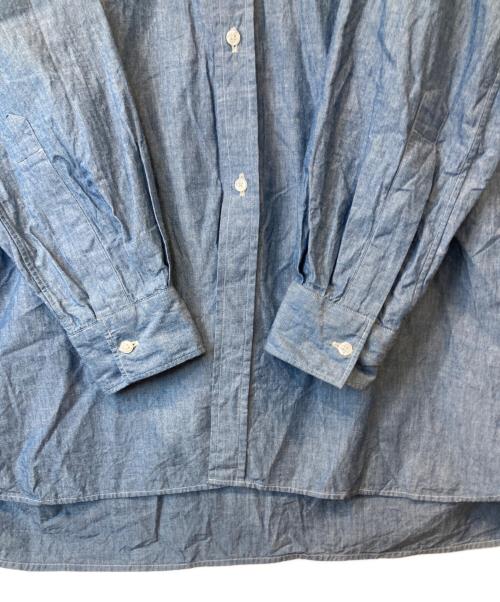 HEUGN（ユーゲン）HEUGN (ユーゲン) Chambray Rob コットンシャンブレーバンドカラーシャツ　SHIRTS 023 ブルー サイズ:2の古着・服飾アイテム