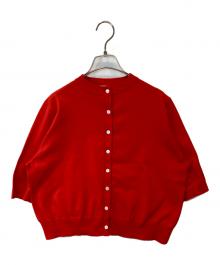 E by eclat（イーバイエクラ）の古着「クルーネック半袖カーディガン」｜レッド