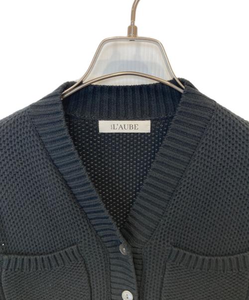 L'AUBE BLANC（ローブ ブラン）L'AUBE BLANC (ローブ ブラン) Basket Knit Cardigan　ニットカーディガン　24AU-13 ブラック サイズ:FREEの古着・服飾アイテム