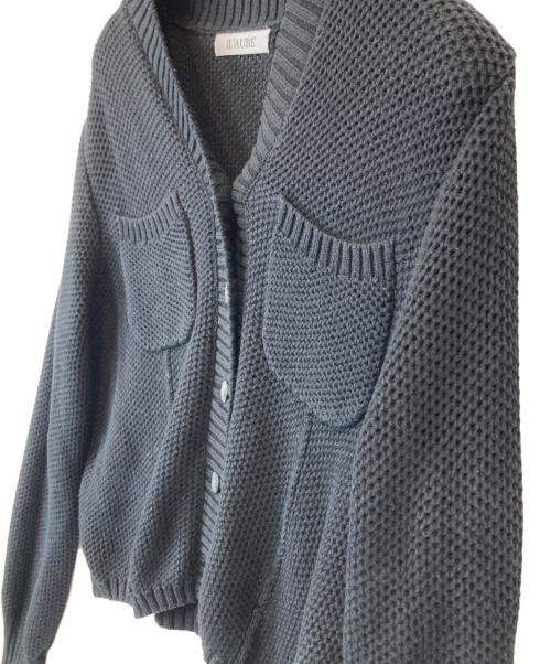 L'AUBE BLANC（ローブ ブラン）L'AUBE BLANC (ローブ ブラン) Basket Knit Cardigan　ニットカーディガン　24AU-13 ブラック サイズ:FREEの古着・服飾アイテム
