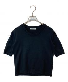 L'AUBE BLANC（ローブ ブラン）の古着「Crew neck Knit pullover　半袖ニット　24AU-15」｜ブラック