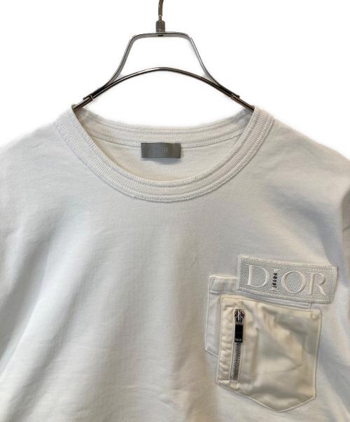 Christian Dior（クリスチャン ディオール）Christian Dior (クリスチャン ディオール) sacai (サカイ) コットン×ナイロン ドッキングプルオーバー　213J642A0554 ホワイト サイズ:Lの古着・服飾アイテム