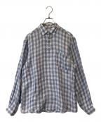 Sunshine + Cloud×cancliniサンシャイン・プラス・クラウド×カンクリーニ）の古着「チェックリネンプルオーバーシャツ　S1K-1905」｜ブルー