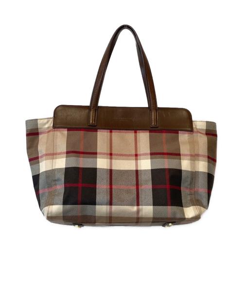 MACKINTOSH LONDON（マッキントッシュ ロンドン）MACKINTOSH LONDON (マッキントッシュ ロンドン) チェッククラブトートバッグ ブラウンの古着・服飾アイテム