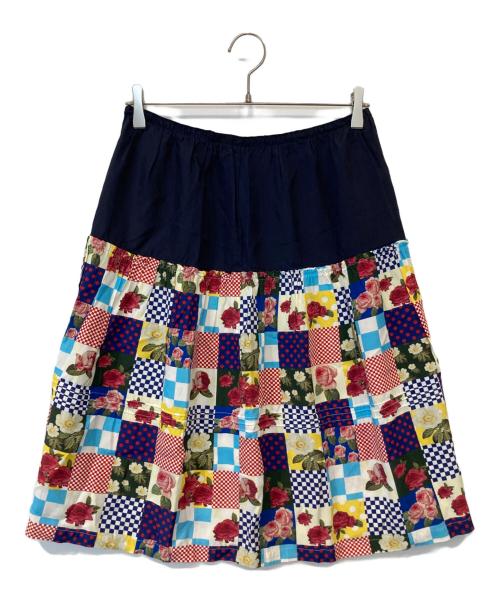 tricot COMME des GARCONS（トリココムデギャルソン）tricot COMME des GARCONS (トリココムデギャルソン) 花柄切替スカート　TQ-S017 ネイビー サイズ:Mの古着・服飾アイテム