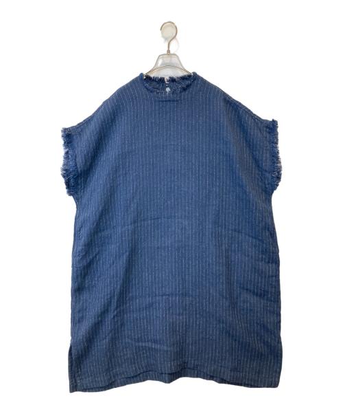 45R（フォーティファイブ・アール）45R (フォーティファイブ・アール) リネンツイードのノースリーブ馬ドレス　70450501 インディゴ サイズ:00の古着・服飾アイテム