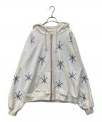 unknownアンノウン）の古着「DAGGER RHINSTONE ZIP HOODIE パーカー」｜ホワイト