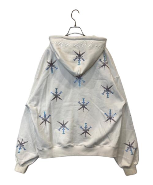 unknown（アンノウン）Unknown (アンノウン) DAGGER RHINSTONE ZIP HOODIE パーカー ホワイト サイズ:Mの古着・服飾アイテム