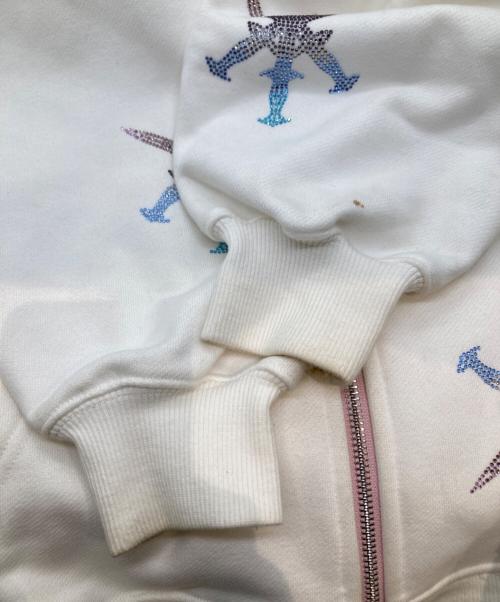 unknown（アンノウン）Unknown (アンノウン) DAGGER RHINSTONE ZIP HOODIE パーカー ホワイト サイズ:Mの古着・服飾アイテム