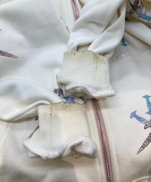 unknown（アンノウン）Unknown (アンノウン) DAGGER RHINSTONE ZIP HOODIE パーカー ホワイト サイズ:Mの古着・服飾アイテム