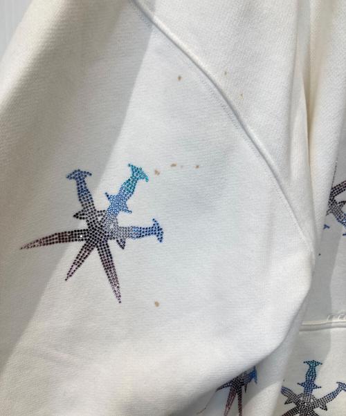 unknown（アンノウン）Unknown (アンノウン) DAGGER RHINSTONE ZIP HOODIE パーカー ホワイト サイズ:Mの古着・服飾アイテム
