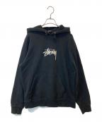stussyステューシー）の古着「Stock Logo App Hoodie 118391 パーカー」｜ブラック